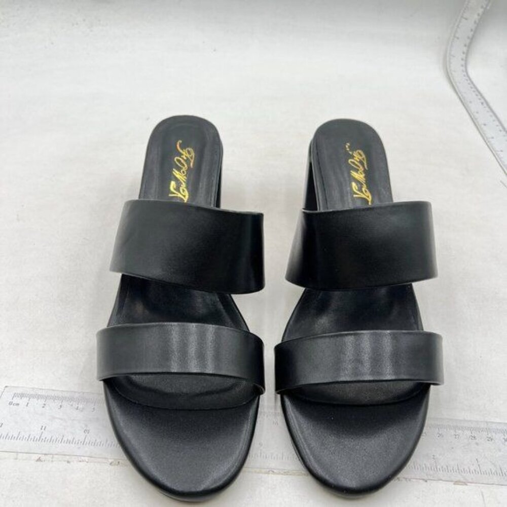 Women's Two Strap Open Toe Low Block Chunky Heels… - image 2